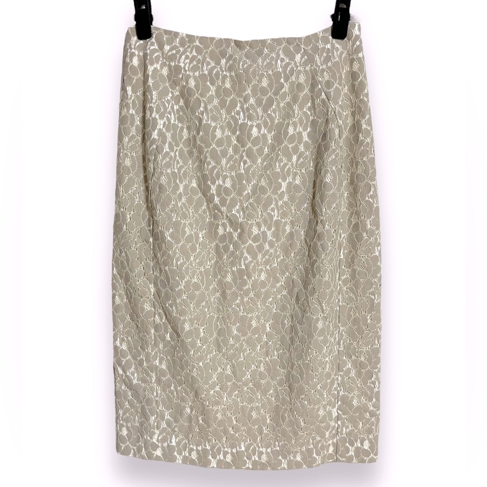 *Like New* Black Halo Lace Overlay Midi Pencil Skirt, Size 10